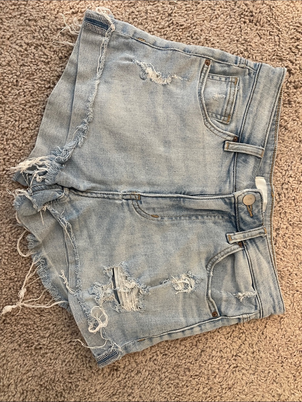 Light Blue Distressed Denim Women’s Shorts H&M, 4